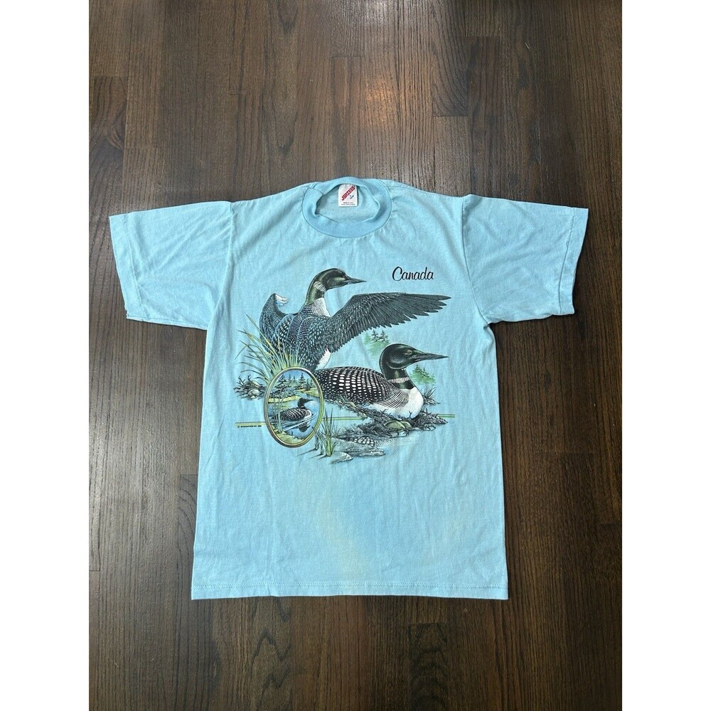 Vintage Canada Loon Nature Single Stitch Shirt Made In USA Duck Size L